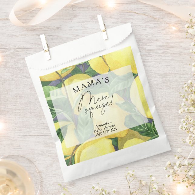 Citrus Lemon - Mama's main squeeze baby shower Favour Bags (Clipped)