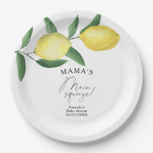 Citrus Lemon - Mama's main squeeze baby shower Paper Plate