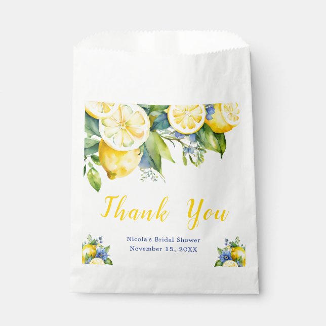 Citrus Lemon Mediterranean Bridal Shower Favour Bags (Front)