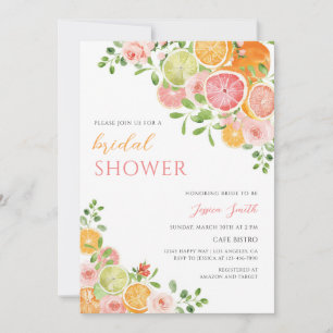 Citrus Lemon Mediterranean Bridal Shower Invitation