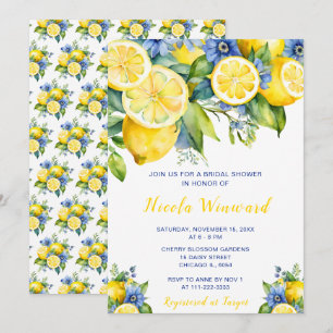 Citrus Lemon Mediterranean Bridal Shower Invitation