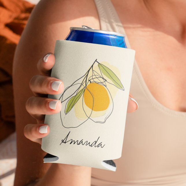 Citrus Lemon Modern Custom Name Bridal Shower Can Cooler (Creator Uploaded)