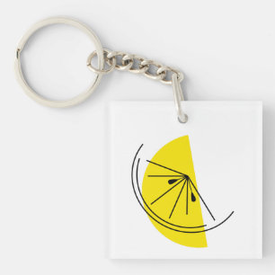 Citrus Lemon Monogram square double-sided Key Ring