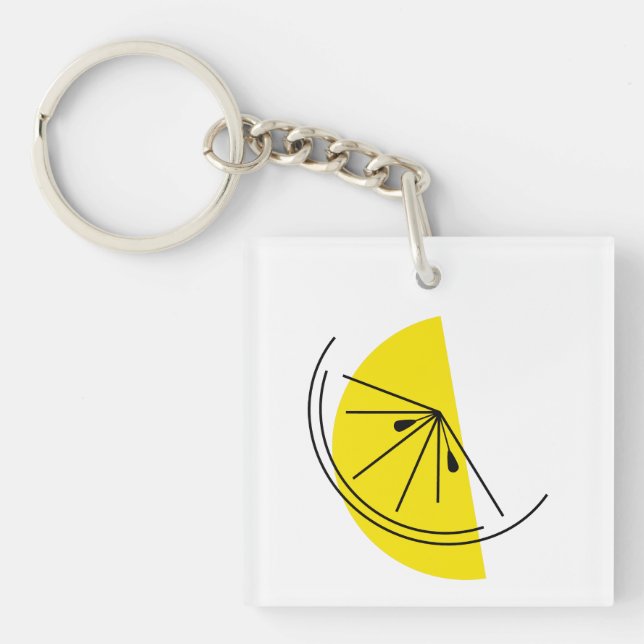 Citrus Lemon Monogram square double-sided Key Ring (Front)