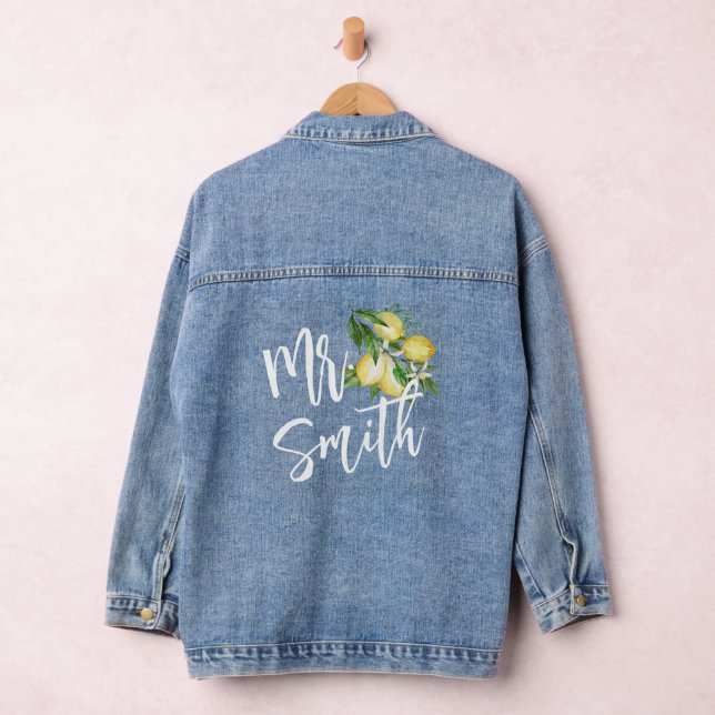 Citrus Lemon Mr Last Name Groom Wedding  Denim Jacket (Hangar)
