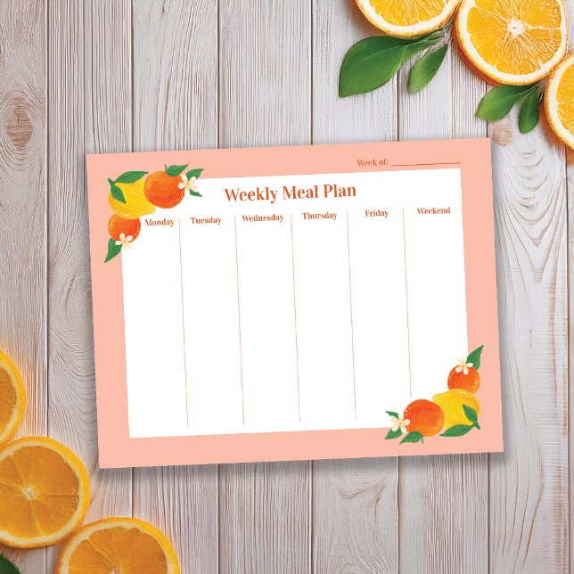 Citrus Lemon Orange Weekly Meal Plan Notepad (Creator Uploaded)