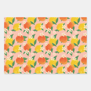 Citrus Lemon Orange Wrapping Paper Sheets
