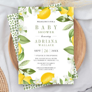 Citrus Lemon Orchard Botanical Summer Baby Shower Invitation