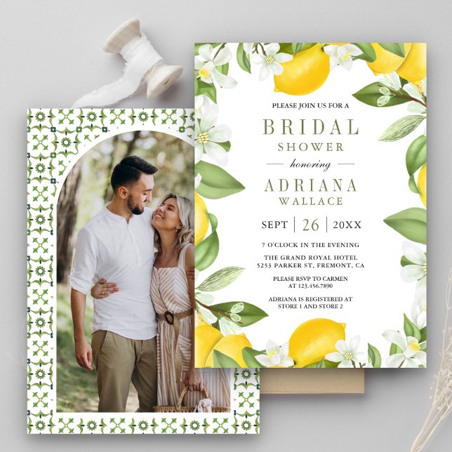 Citrus Lemon Orchard Photo Bridal Shower Invitation (Creator Uploaded)