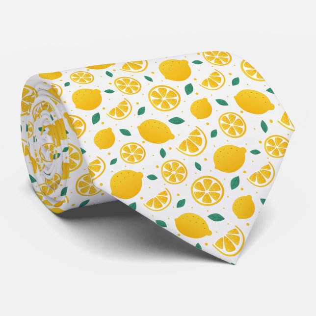 Citrus Lemon Pattern Tie (Rolled)