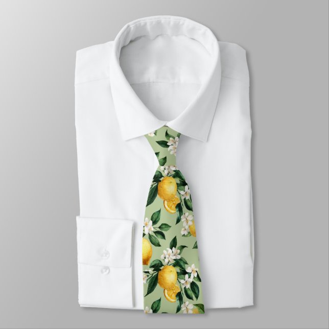Citrus Lemon pattern Tie (Tied)