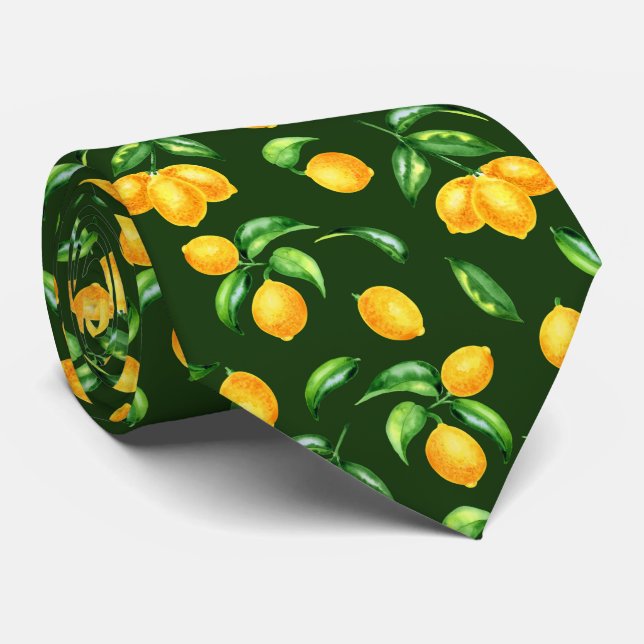 Citrus Lemon Pattern Tie (Rolled)