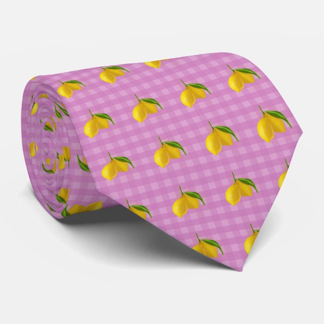 Citrus Lemon Pattern Tie (Rolled)