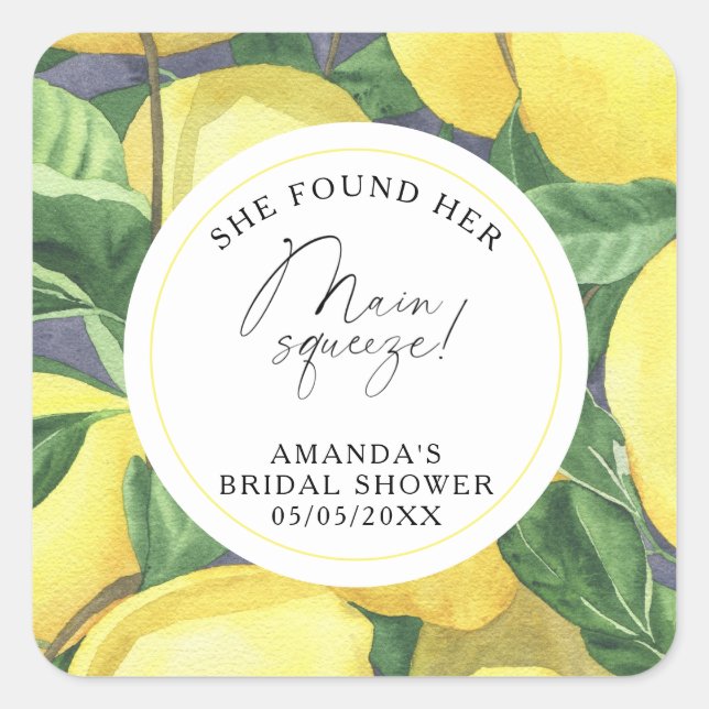 Citrus Lemon - She found her main squeeze Square Sticker (Front)
