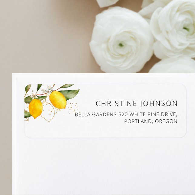 Citrus Lemon Summer Bridal Shower Return Address (Creator Uploaded)