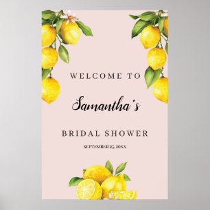 Citrus lemon summer bridal shower welcome sign