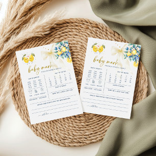 Citrus Lemon Sweetie Baby Predictions Advice Game