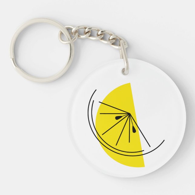 Citrus Lemon Text circle double-sided Key Ring (Front)