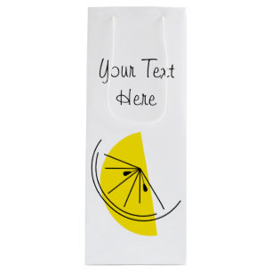 Citrus Lemon Text gift bag wine