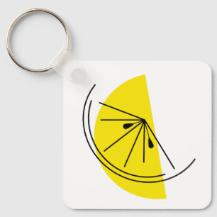 Citrus Lemon Text keychain aluminium square
