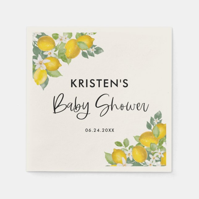 Citrus Lemon Theme Baby Shower Napkins (Front)