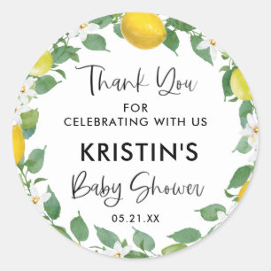 Citrus Lemon Theme Baby Shower Thank You Favour Classic Round Sticker