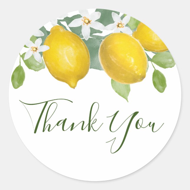 Citrus Lemon Themed Thank You Favour Sticker (Front)
