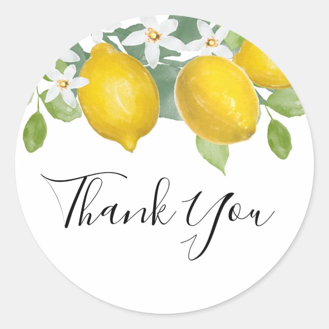 Citrus Lemon Themed Thank You Favour Sticker (Front)