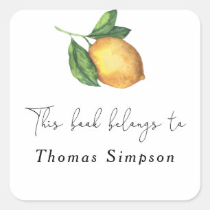 Citrus lemon - this book belongs to square sticker