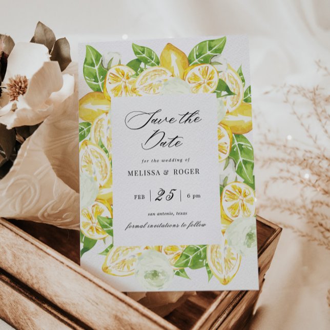 Citrus Lemon Tree Elegant Save The Date Invitation (Creator Uploaded)
