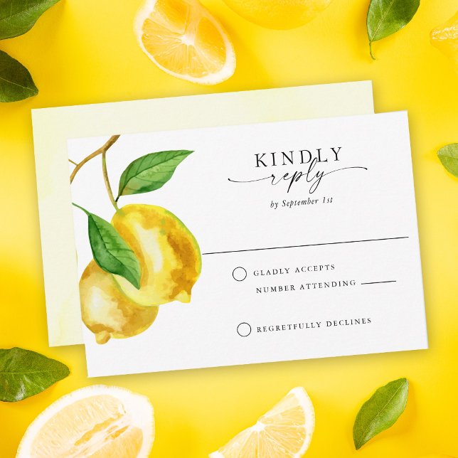 Citrus Lemon Watercolor RSVP Card (Our Citrus Lemon Watercolor RSVP Card is the perfect way to gather RSVP responses from your wedding )