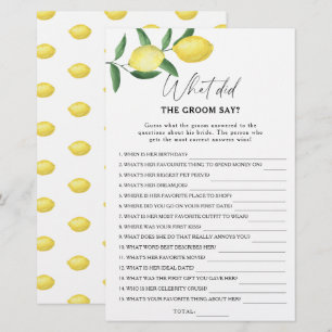 Citrus lemon - What did the groom say bridal game
