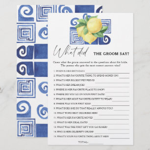 Citrus lemon - What did the groom say bridal game