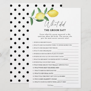 Citrus lemon - What did the groom say bridal game