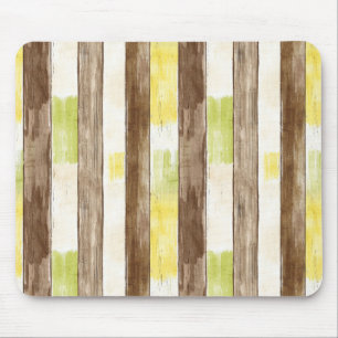 Citrus Lemon Yellow Lime Faux Wood Stripe Birthday Mouse Mat