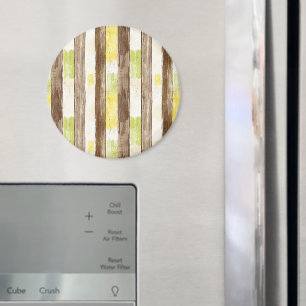 Citrus Lemon Yellow Lime Faux Wood Stripes   Magnet
