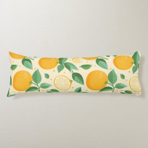 Citrus lemon yellow tropical fruit pattern body cushion