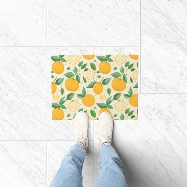 Citrus lemon yellow tropical fruit pattern doormat (Indoor)