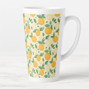 Citrus lemon yellow tropical fruit pattern latte mug