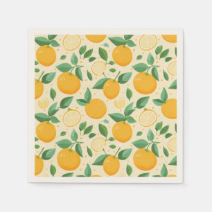 Citrus lemon yellow tropical fruit pattern napkin