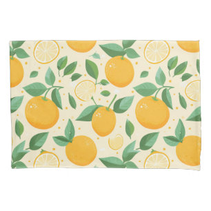 Citrus lemon yellow tropical fruit pattern pillowcase