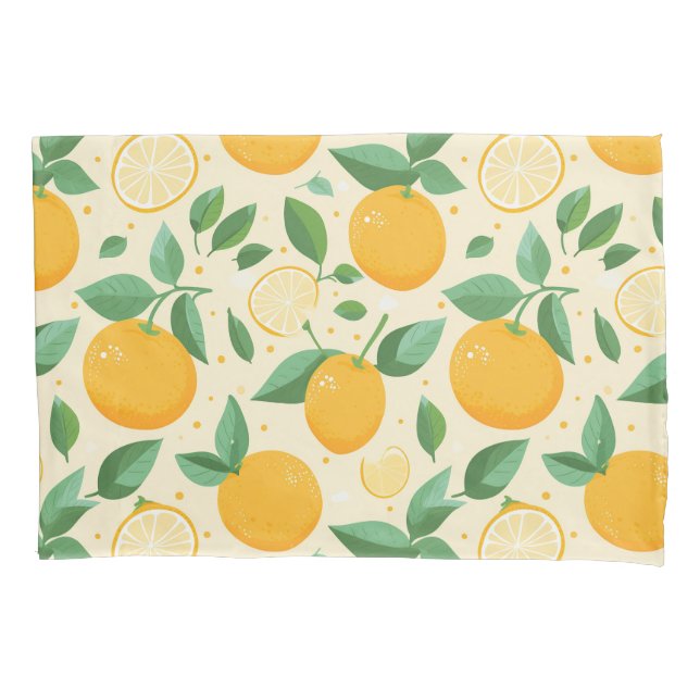 Citrus lemon yellow tropical fruit pattern pillowcase (Front)