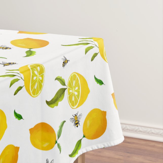 Citrus,lemons,bees summer pattern  short  tablecloth (In Situ)