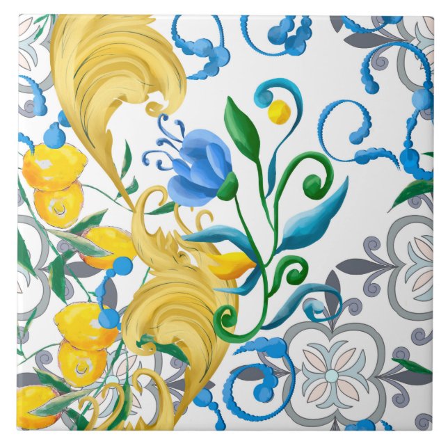 Citrus,lemons,mediterranean     tile (Front)