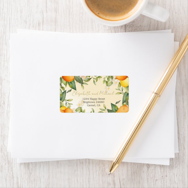 Citrus Lemons Orange Summer Wedding Invitation Label (Insitu)