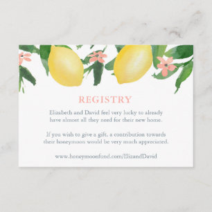Citrus Lemons Pink Matching Registry Informations Enclosure Card