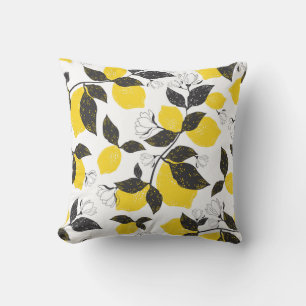 Citrus Lemons, Vintage Summer Seamless. Cushion