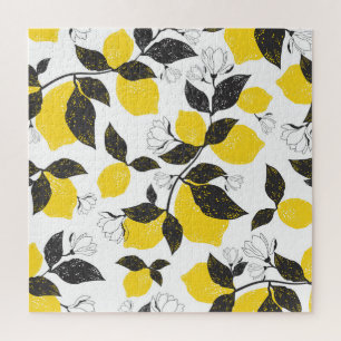 Citrus Lemons, Vintage Summer Seamless. Jigsaw Puzzle