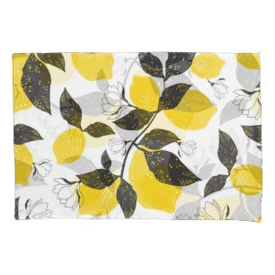 Citrus Lemons, Vintage Summer Seamless. Pillowcase