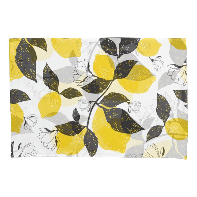 Citrus Lemons, Vintage Summer Seamless. Pillowcase (Front)
